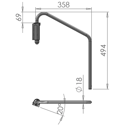 Mirror Arms 18mm RHD/LHD Both Sides 18mm Ø  Man NonHTD