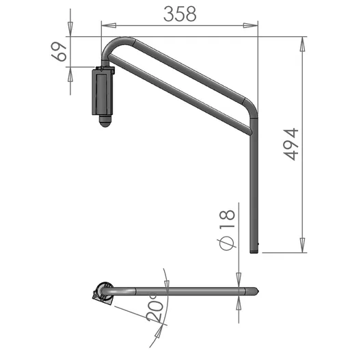 Mirror Arms 18mm RHD/LHD Both Sides 18mm Ø  Man NonHTD