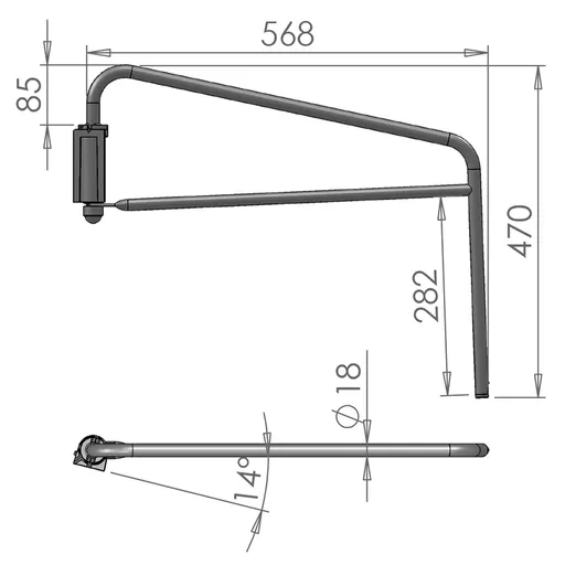 Mirror Arms 18mm RHD/LHD Both Sides 18mm Ø  Man NonHTD