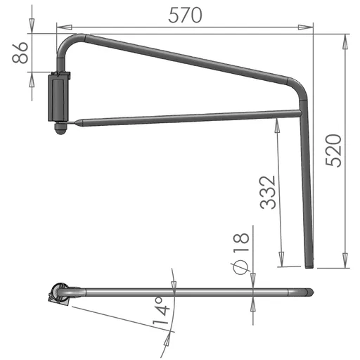 Mirror Arms 18mm RHD/LHD Both Sides 18mm Ø  Man NonHTD