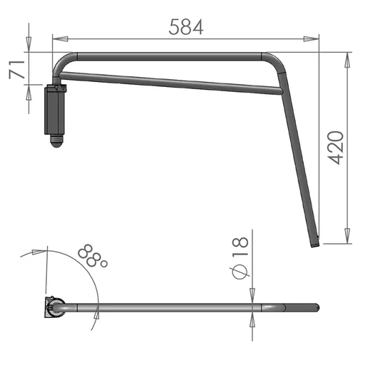 Mirror Arms 18mm RHD/LHD Both Sides 18mm Ø  Man NonHTD