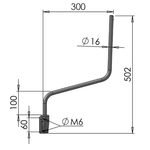Mirror Arms 16mm RHD/LHD Both Sides 16mm Ø  Man NonHTD
