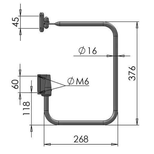 Mirror Arms 16mm RHD/LHD Both Sides 16mm Ø  Man NonHTD