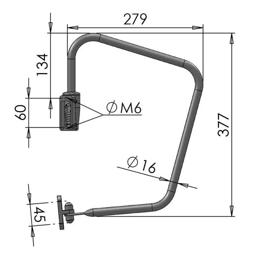 Mirror Arms 16mm RHD/LHD Both Sides 16mm Ø  Man NonHTD