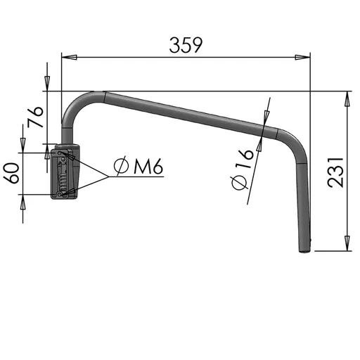Mirror Arms 16mm RHD/LHD Both Sides 16mm Ø  Man NonHTD