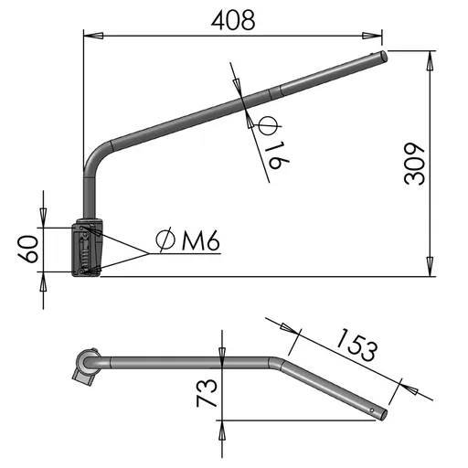 Mirror Arms 16mm RHD/LHD Both Sides 16mm Ø  Man NonHTD