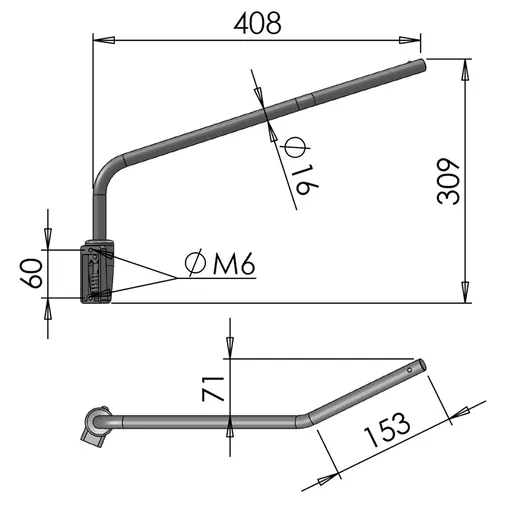 Mirror Arms 16mm RHD/LHD Both Sides 16mm Ø  Man NonHTD