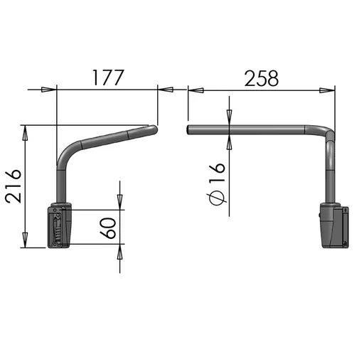 Mirror Arms 16mm RHD/LHD RH 16mm Ø  Man NonHTD