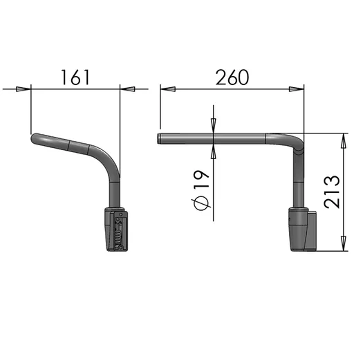 Mirror Arms 19mm RHD/LHD LH 16mm Ø  Man NonHTD