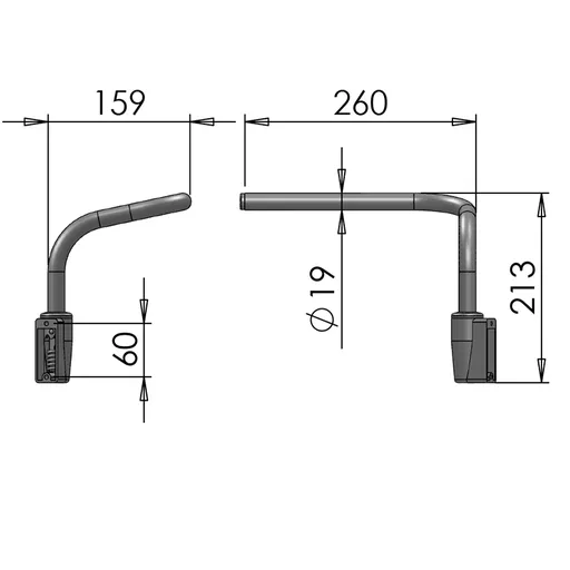 Mirror Arms 19mm RHD/LHD RH 16mm Ø  Man NonHTD
