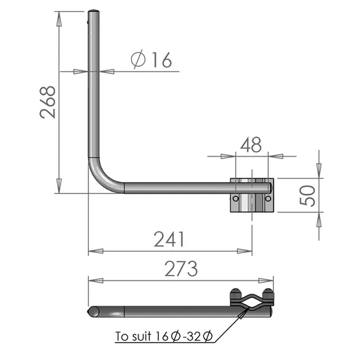 Mirror Arms 16mm RHD/LHD Both Sides 16mm Ø  Man NonHTD