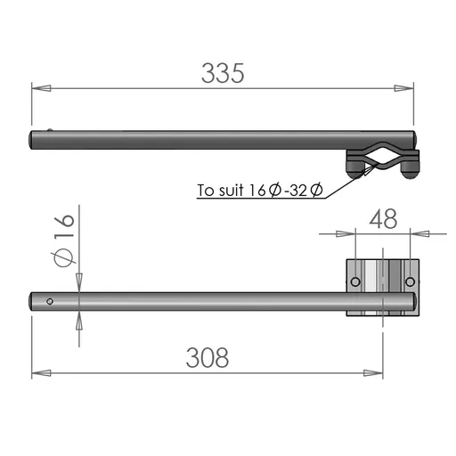 Mirror Arms 16mm RHD/LHD Both Sides 16mm Ø  Man NonHTD
