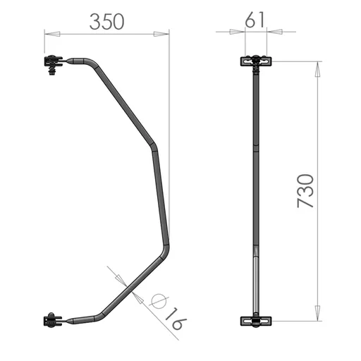 Mirror Arms 16mm RHD/LHD Both Sides 16mm Ø  Man NonHTD