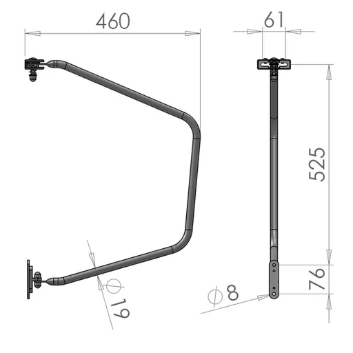 Mirror Arms 19mm RHD/LHD Both Sides 19mm Ø  Man NonHTD